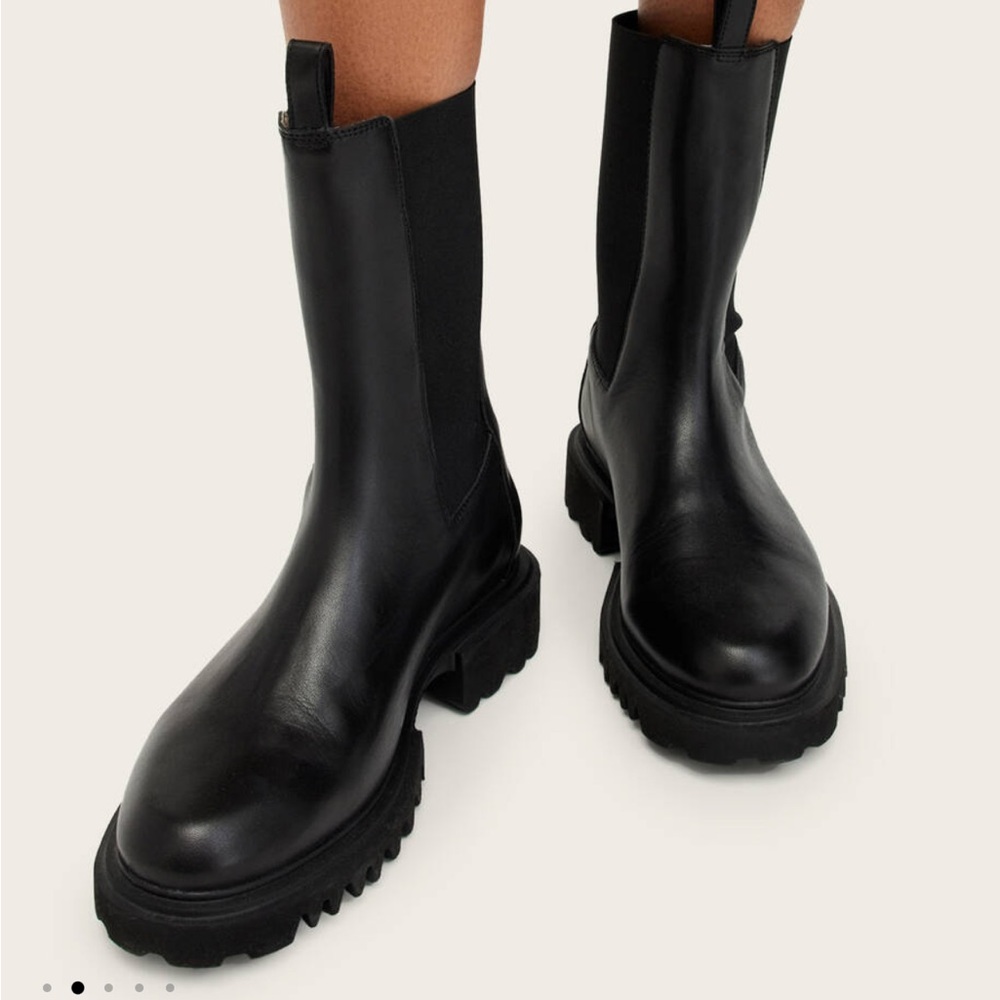 AllSaints Hallie 100% Leather Ankle Boots in Black